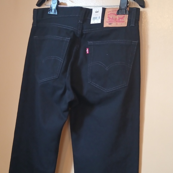 Levi's Tall Mens 505 Regular fit jeans Sz 32 x 38 Levi's black Denim straight - Picture 5 of 13